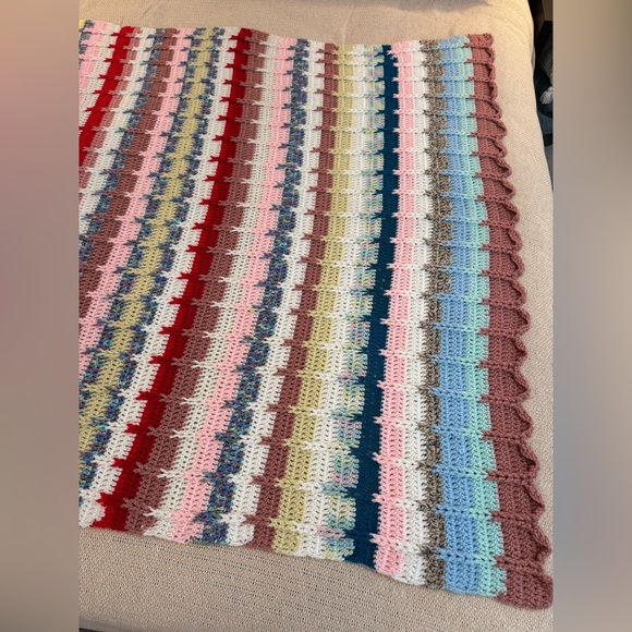 Homemade Crochet Multicolor Lap Blanket 47”x48” - Picture 7 of 8